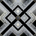 3d Jewelry Diamonds vector seamless pattern. Greek ornamental brilliants background. Abstract geometric repeat backdrop