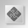 3D jigsaw puzzle Button Icon Concept