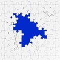 3D jigsaw puzzle pieces, blue background Royalty Free Stock Photo