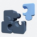 3d jigsaw puzzle pieces on transparent background. United four puzzles. Symbol of teamwork. Business concept. 3d render