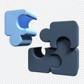 3d jigsaw puzzle pieces on transparent background. United four puzzles. Symbol of teamwork. Business concept. 3d render
