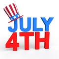 3d July 4th text with american hat Royalty Free Stock Photo