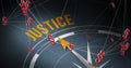 3D Justice text compass and Section symbol icons Royalty Free Stock Photo