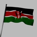 The flag of Kenya waves in the wind. 3d rendering, isolated image.