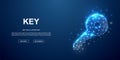 3d Key low poly symbol with connected dots for blue landing page template. Security design illustration concept Royalty Free Stock Photo