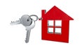 3d keys with red home shape keychain Royalty Free Stock Photo