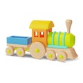 3d Kid Toy Train Cartoon Style. Vector Royalty Free Stock Photo