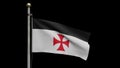 3D Knights templars flag on wind. Catholic military order medieval banner