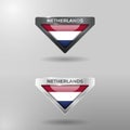 3D Label, Tag and Location Pointer Flag Nation of Netherlands with Glossy Reflection Royalty Free Stock Photo