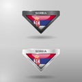 3D Label, Tag and Location Pointer Flag Nation of Serbia with Glossy Reflection Royalty Free Stock Photo