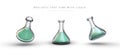 3D laboratory conical flask with liquid. Test tube with flat bottom