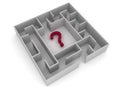 3D Labyrinth with question mark in the middle Royalty Free Stock Photo