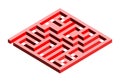 3D labyrinth in two shades of red Royalty Free Stock Photo