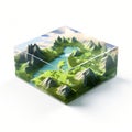 Tranquil Gardenscapes: 3d Rendered Glass World With Mountains And Lakes Royalty Free Stock Photo