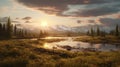 Photorealistic Animation Of Sunset Over River In Unreal Engine Style