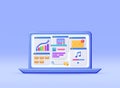 3D Laptop Application Windows Interface Royalty Free Stock Photo