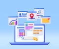 3D Laptop Application Windows Interface