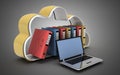 3d laptop cloud and folders. 3d illustration Royalty Free Stock Photo