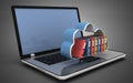 3d laptop cloud and folders. 3d illustration Royalty Free Stock Photo