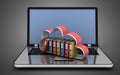 3d laptop cloud and folders. 3d illustration Royalty Free Stock Photo