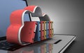 3d laptop cloud and folders. 3d illustration Royalty Free Stock Photo