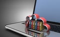 3d laptop cloud and folders. 3d illustration Royalty Free Stock Photo