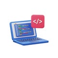 3d laptop displaying code with programming icon Royalty Free Stock Photo