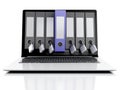 3d laptop and secret folder. Data security concept