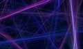 3d laser net or grid created by dynamic blue violet purple light beams in deep dark space. Royalty Free Stock Photo