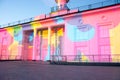 3d laser show on Poshtova Square in Kyiv, Ukraine. 05.14.2017. Editorial