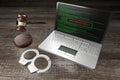 3D law, computer crime, hacking concept - handcuffs