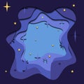 3d layer illustration of a night with stars cut out of paper. Weather landscape. Vector template