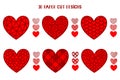 3D layered heart. Valentines Day. Flower hearts set. Love symbol