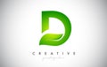 D Leaf Letter Logo Icon Design in Green Colors Vector Illustration