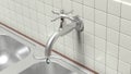 3D leaky water tap on wall Royalty Free Stock Photo