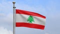 3D, Lebanese flag waving on wind. Close up of Lebanon banner blowing soft silk