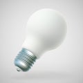 3D LED white light bulb on gray background. Royalty Free Stock Photo