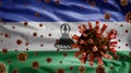 3D, Lesotho flag waving with Coronavirus outbreak. Sesotho Covid 19 Royalty Free Stock Photo