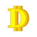 D letter bitcoin font. Cryptocurrency alphabet. Lettering virtual money. Vector illustration
