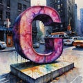 3D Letter C colorful watercolor