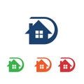 D Letter Cool Home House Logo Icon Template