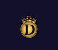 D Letter Crown Golden Colors Logo Design Concept