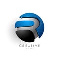 3d letter design round R logo template for business and corporate identity