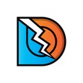 D letter electric logo