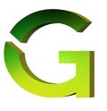 Letter G Bright Green Modern 3D Tech Sporty Electronic Design Royalty Free Stock Photo