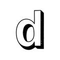 D letter hand-drawn symbol. Vector illustration of a small English letter d. Hand-drawn black and white Roman alphabet
