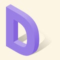 D letter in isometric 3d style with shadow Royalty Free Stock Photo