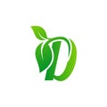 D letter leaf logo design concept. green vector