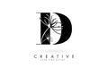 D letter logo design with elegant and abstract flowers vector illustration Royalty Free Stock Photo