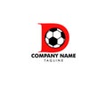 D letter logo, football ball logo design